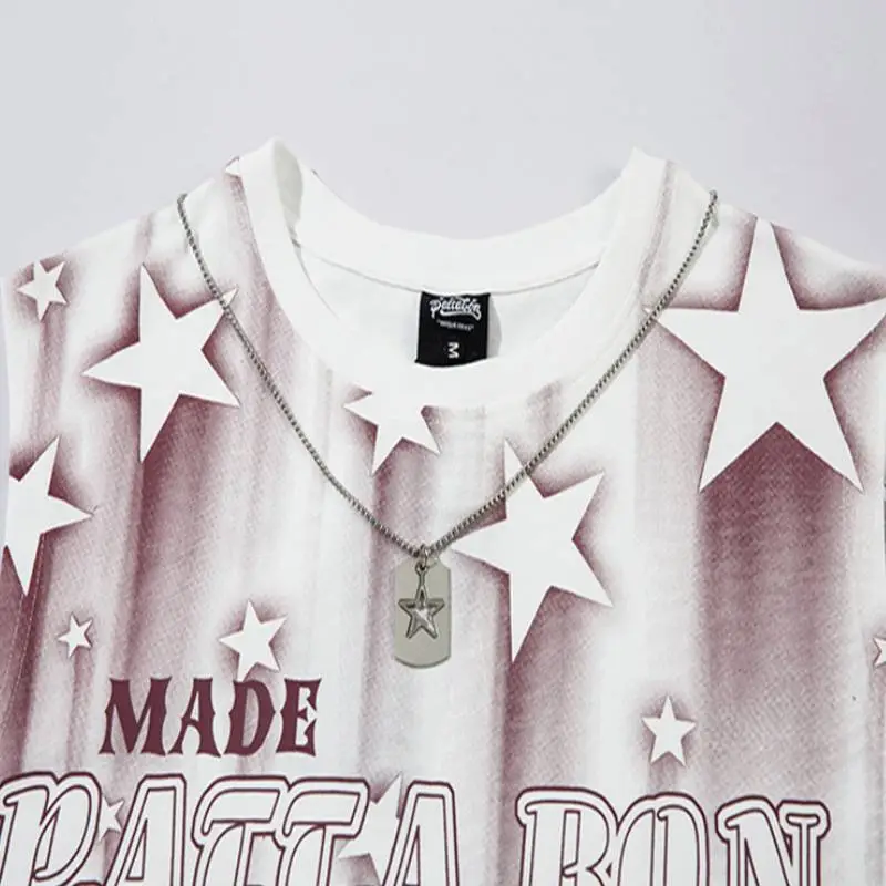 Hip Hop Star Print Sleeveless Vest-4