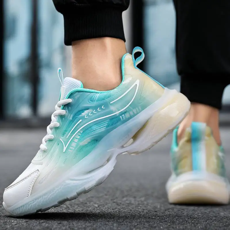 Trendy Gradient Color Thick Soled Sneakers-9