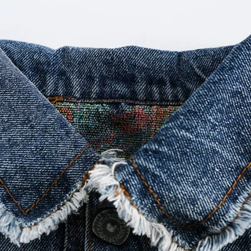 Retro Ethnic Style Fashionable All match Denim Jacket-3