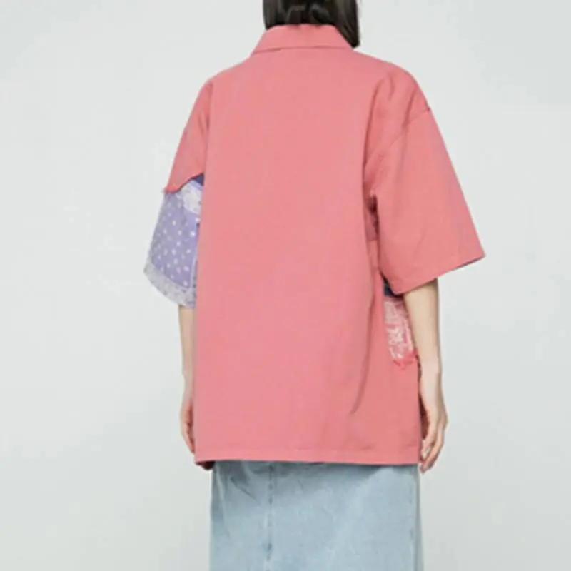 Loose Casual Patchwork Printed Shirt-8
