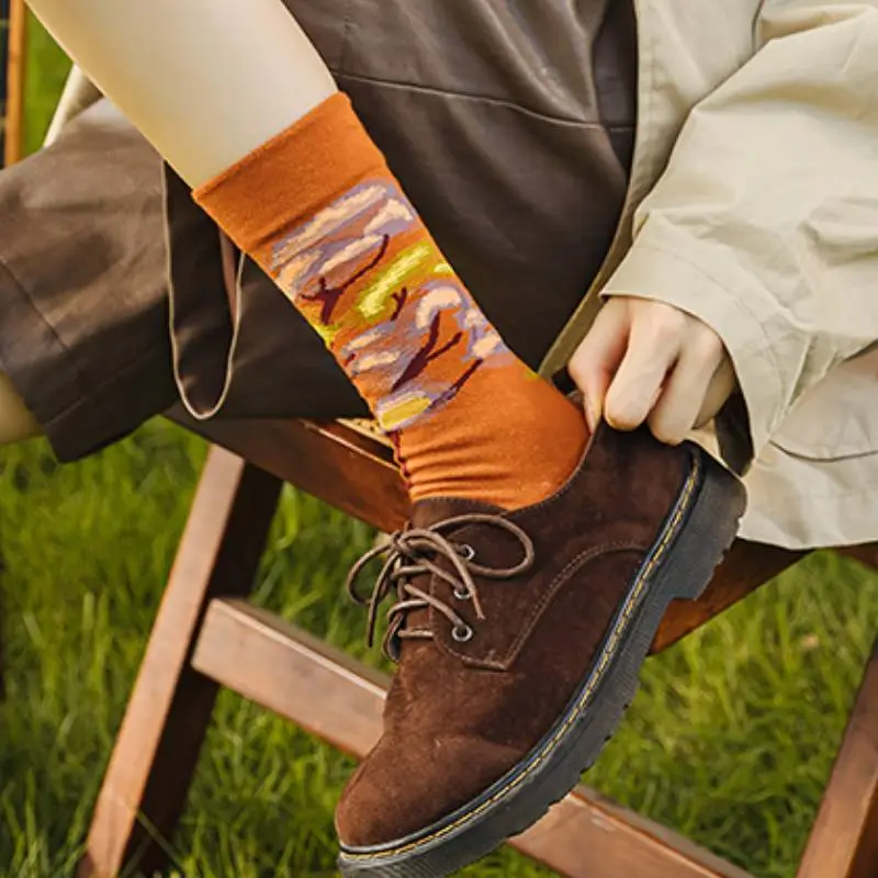 Breathable Simple Cotton Mid Calf Sock-4