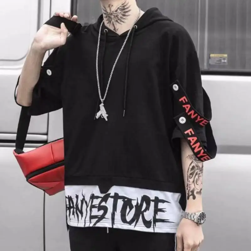 Loose Color Matching Half-Sleeve T-shirt-2
