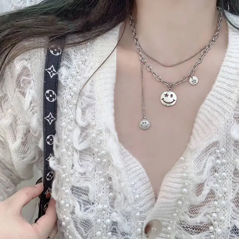 Smiley Face Double Layer Necklace-1