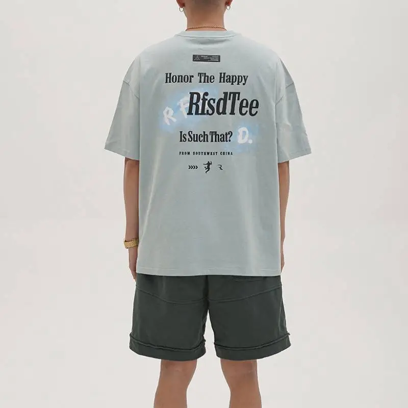 Loose Tide Street Cotton Printed Short Sleeve T shirt-6