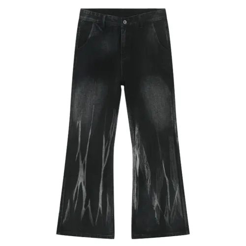 Niche Splash Ink Design Denim Jeans