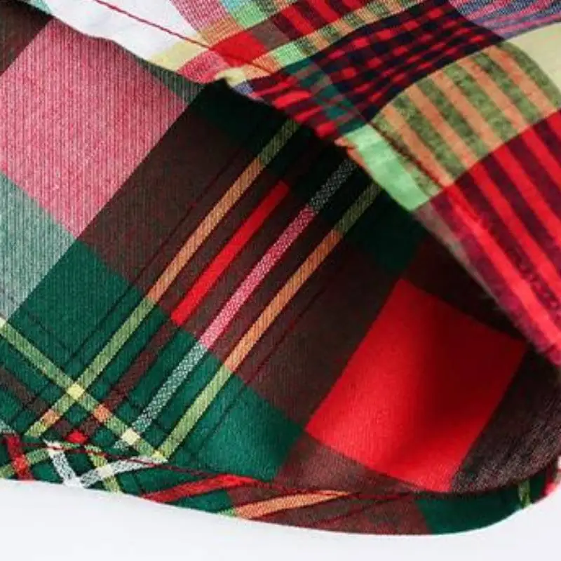 Contrast Color Stitching Christmas Style Pattern Plaid Long Sleeve Trendy Shirt-6