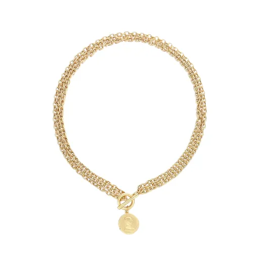 Trendy Gold Coin Portrait Round Necklace