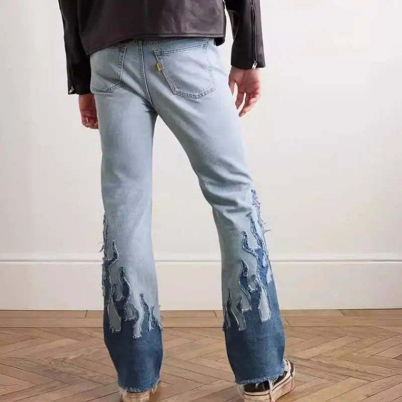 Parisian Flared Pattern Patch Pants-3
