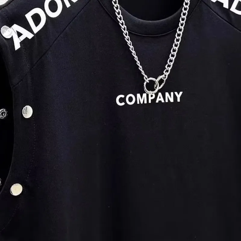 Trendy Loose Splicing T-Shirt-2
