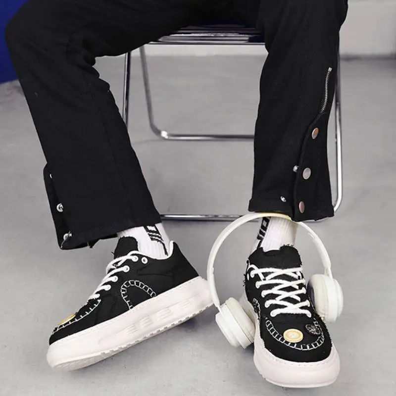 Trendy Button Canvas Shoes with Thick Soles-2