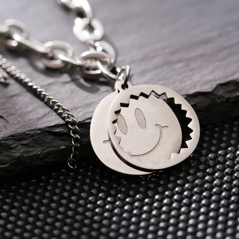 Double Smiley Face Necklace-2