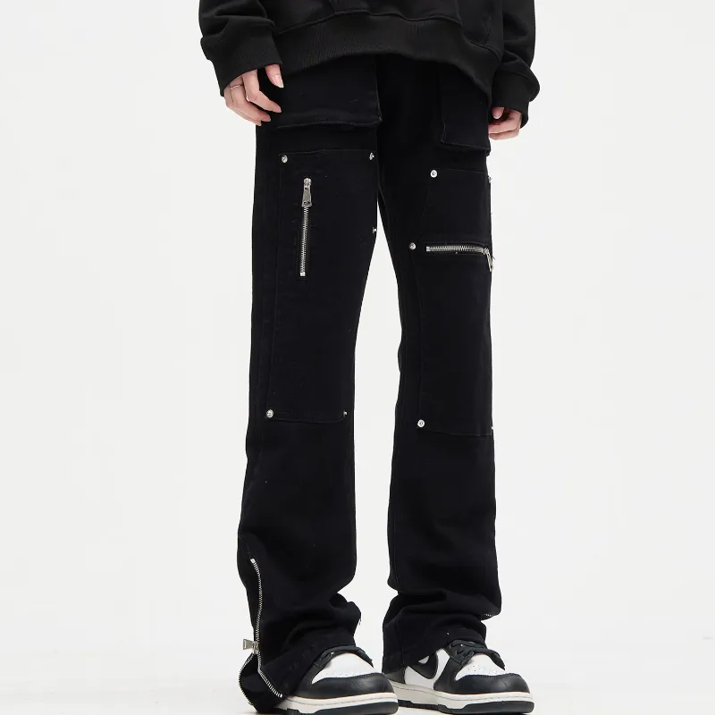 Casual Loose Straight Leg Cargo Pants-2