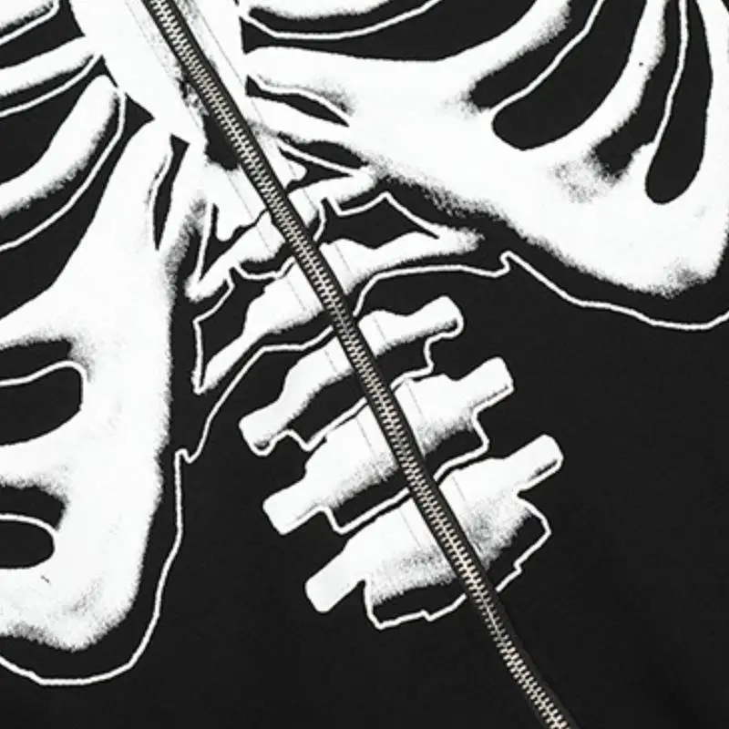 Loose Skull Print Hoodie Jacket-2