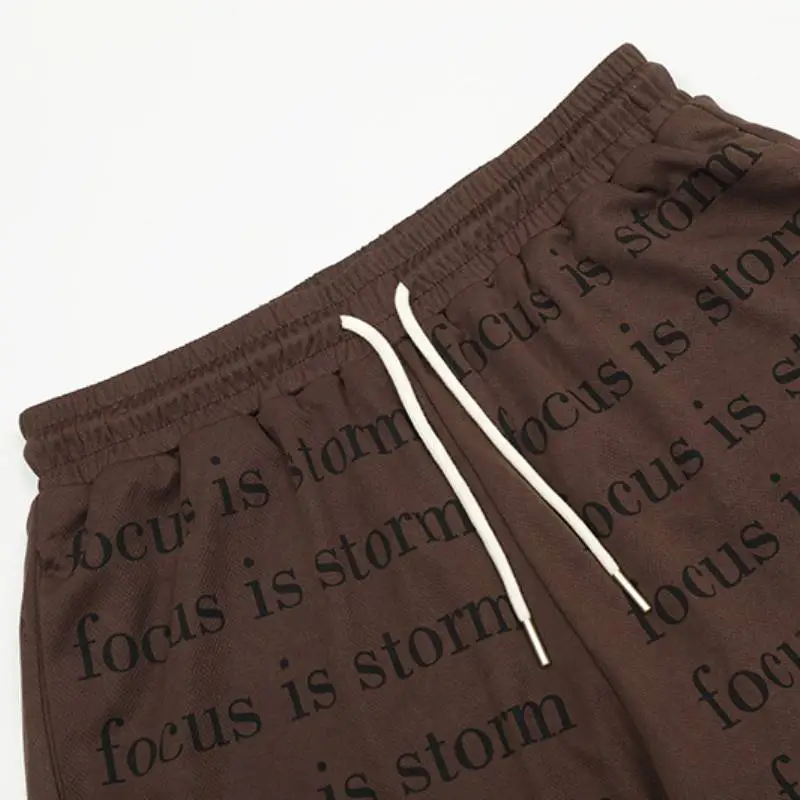 Hip Hop Full Print Drawstring Shorts-3