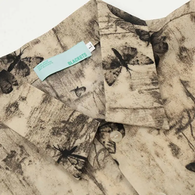 Simple Non ironing Full Print Floral Short sleeved Shirt-4