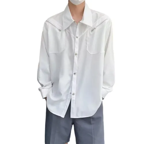 Casual Metal Button Decorated Solid Color Shirt