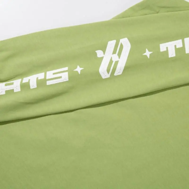 Retro Racing Elements Letters Printing Round Neck Long Sleeved T Shirt-3