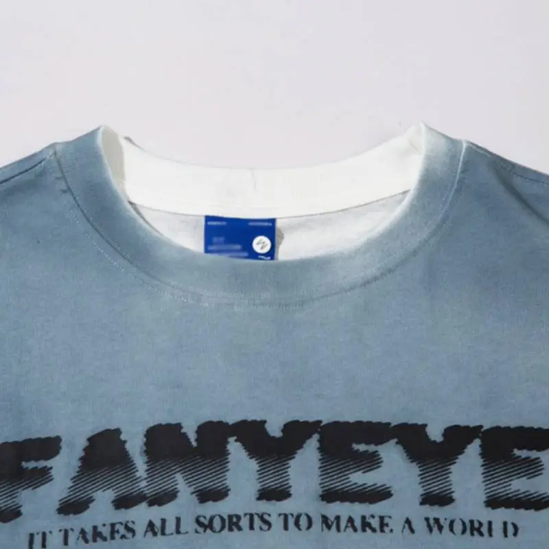 Tie Dye Gradient Casual Short Sleeved T Shirt-4