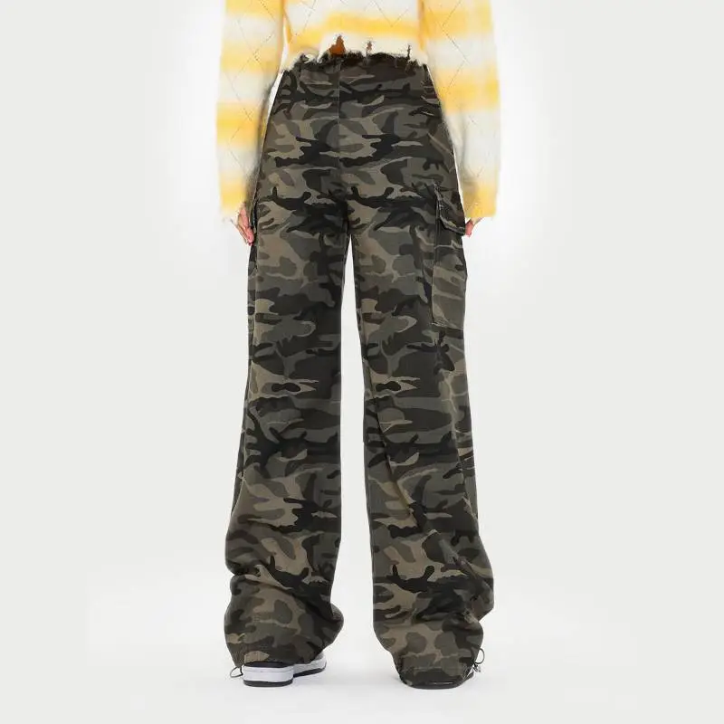Pleated Loose fitting Camouflage Cargo Pants-5