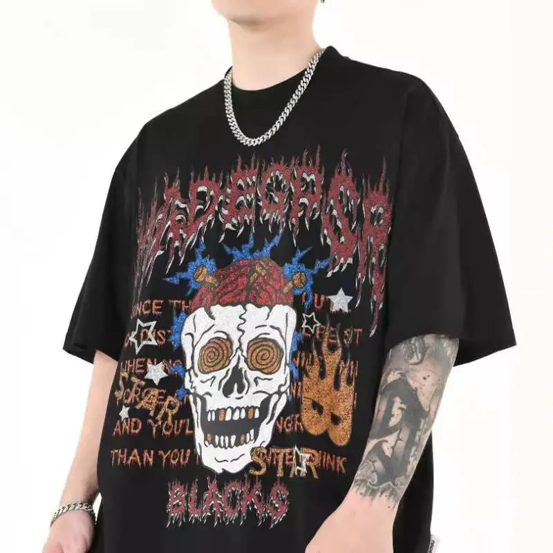Round Neck Skull Print Summer T Shirt-9