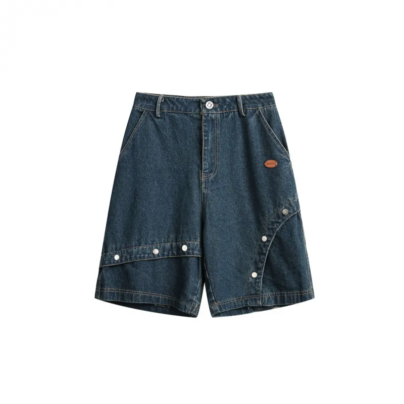 Versatile Loose Denim Shorts-0