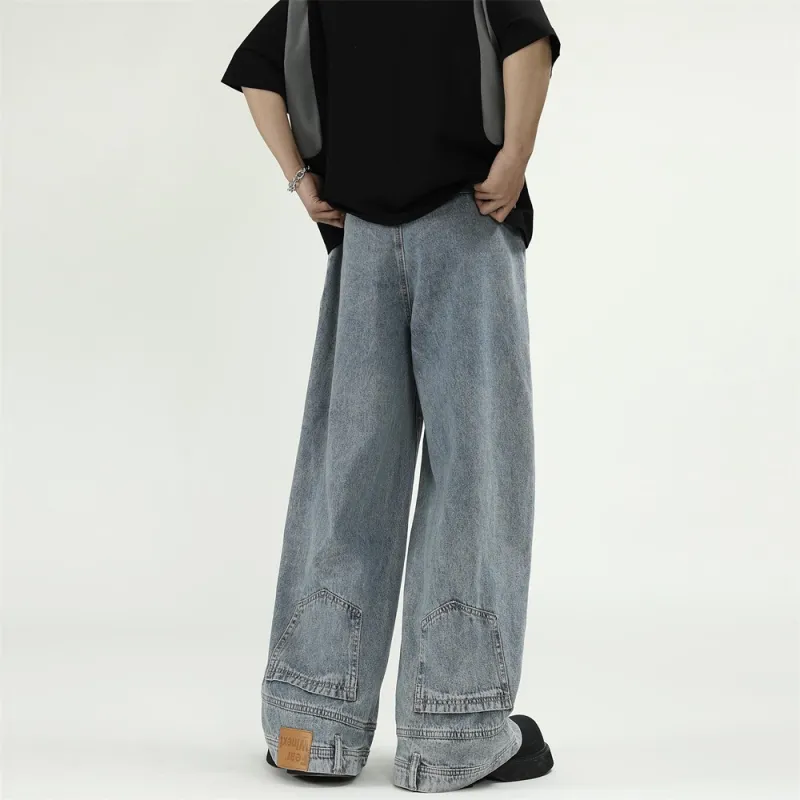 Fashionable Straight Leg Trendy Wide Leg Jeans-3