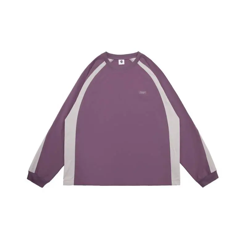 Fashion Raglan Sleeve Color Contrast Casual Loose Shirt-5