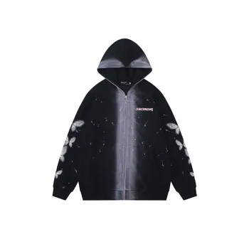 Splash Ink Butterfly Printed Zipper Sweatshirt