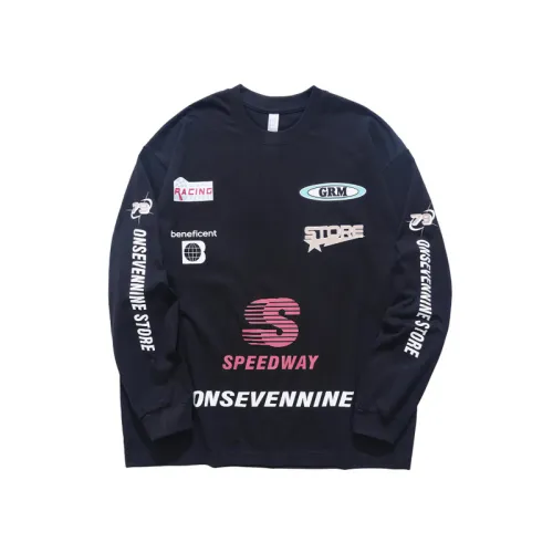 Motorcycle Style Letter Sleeve Printed Long Sleeve T-shirt