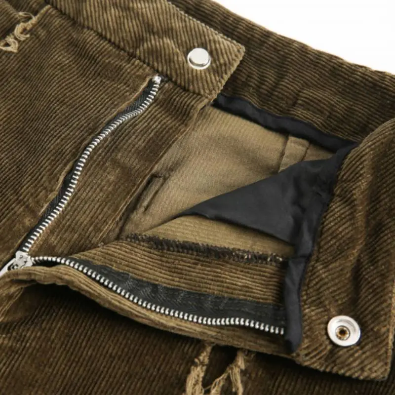 Retro Diamond Stitching Corduroy Pants-2
