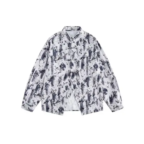 Printed Collar Loose Long Sleeve Shirt