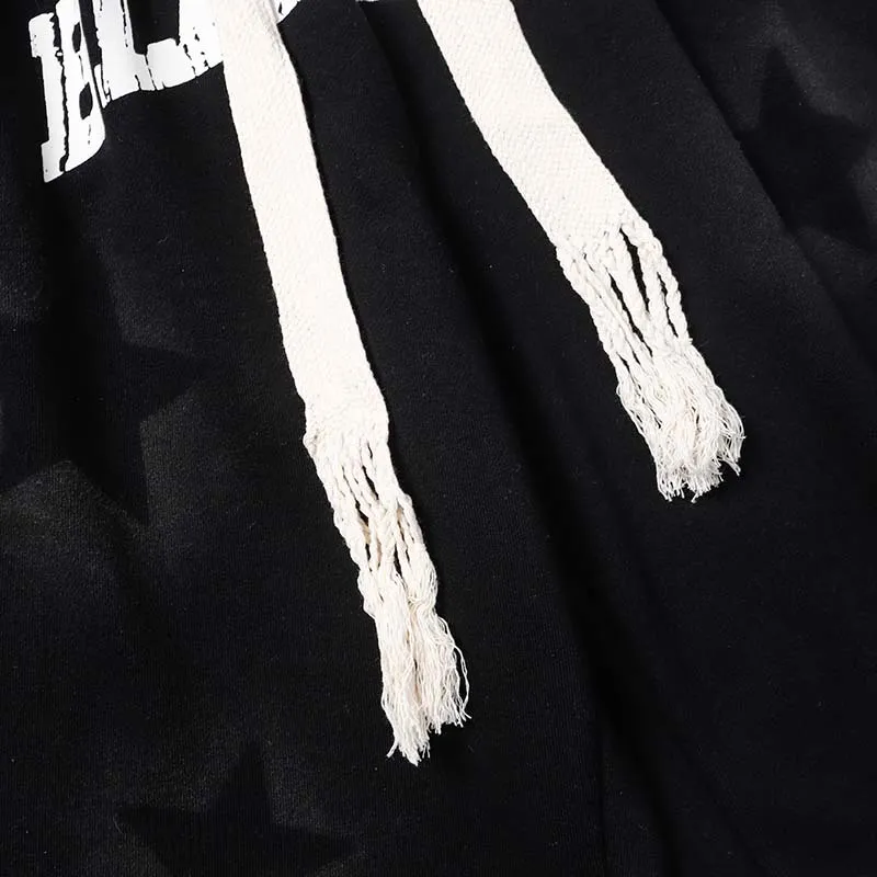 LooseWashed Star Drawstring Shorts-5
