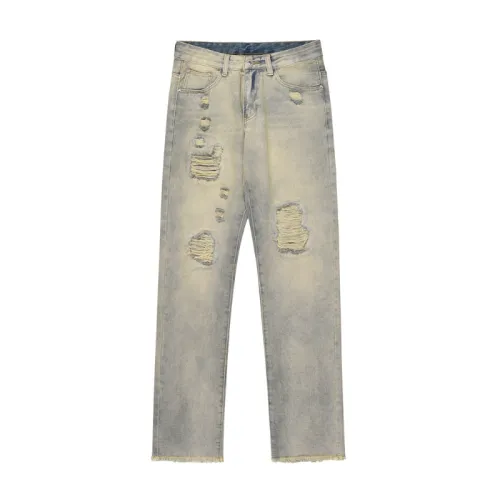 High Street Old Ripped Hole Neutral Long Denim Pants