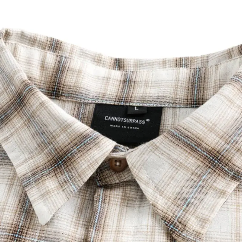 Retro Plaid Stitching Design Long Sleeve Shirt-2