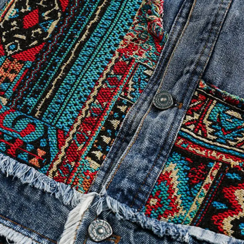 Retro Ethnic Style Fashionable All match Denim Jacket-2