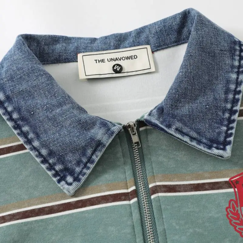 Retro Denim Long Sleeved Polo-4