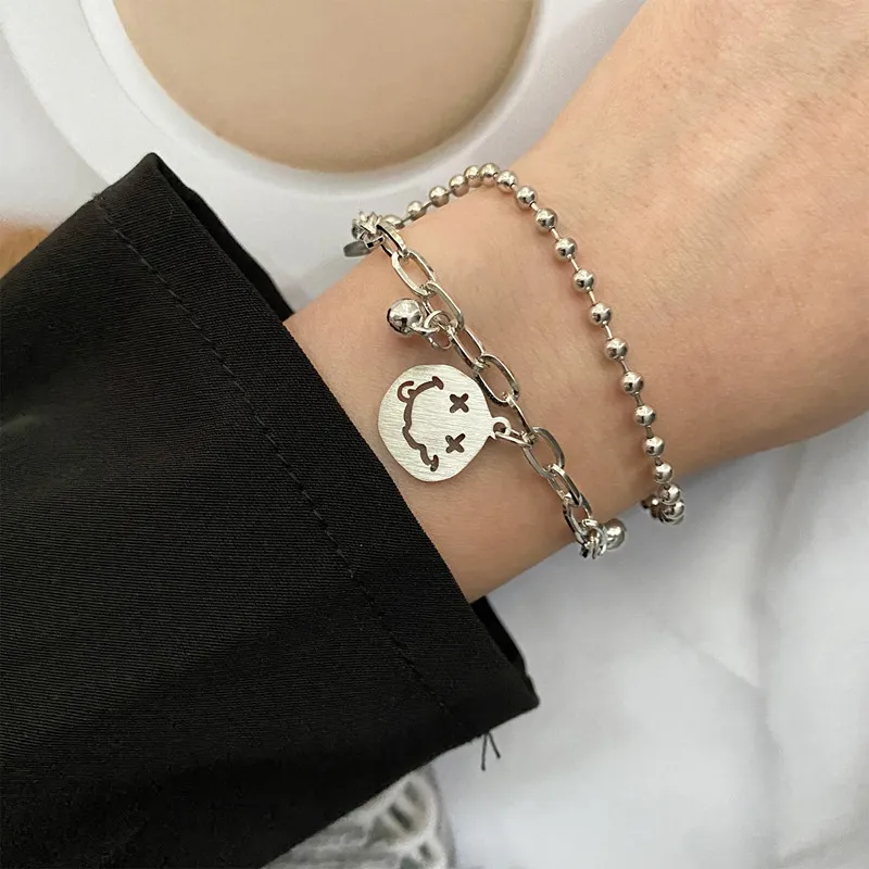 Double Layer Smiley Face Pendant Bracelet-1