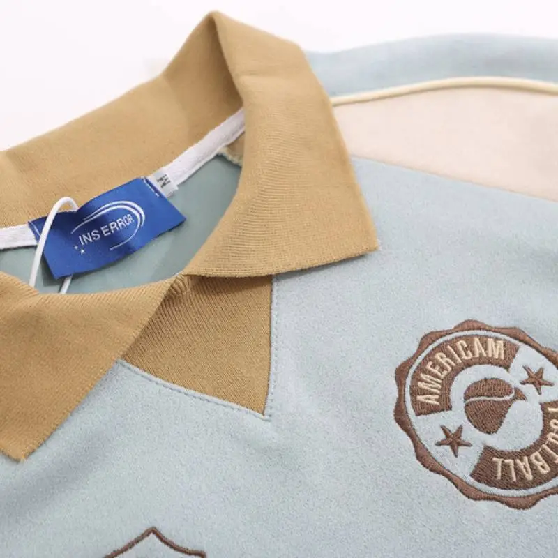 Retro Stitching Contrast Trendy Loose T Shirt-4
