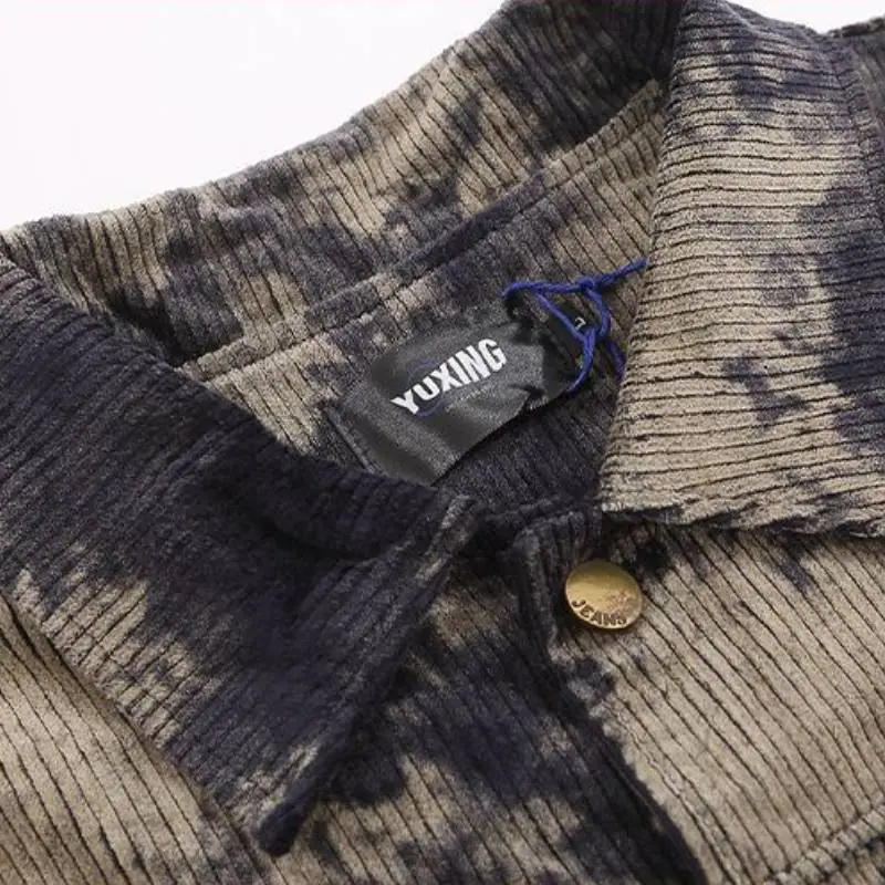 Tie Dye Gradient Retro Corduroy Jacket-7