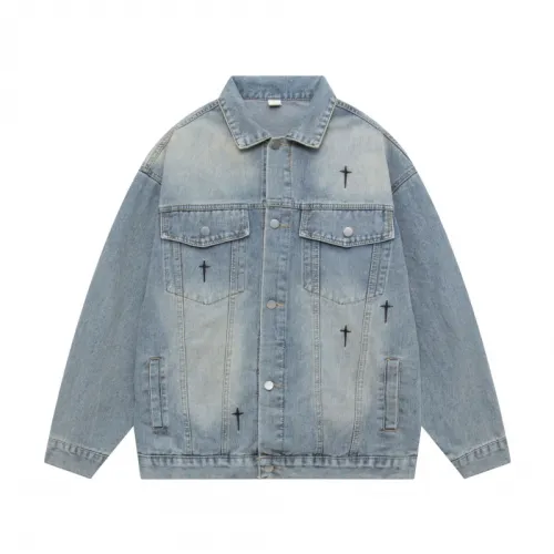 Retro Distressed Embroidered Denim Jacket