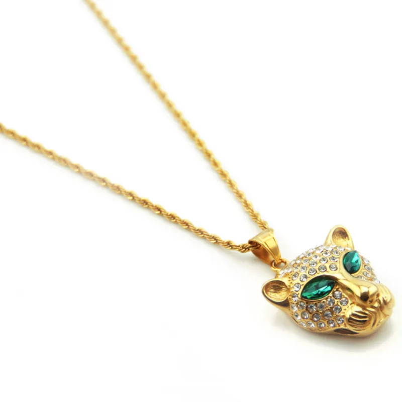 Hip Hop Leopard Head Necklace-1