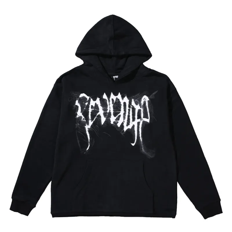 High Street Hip-Hop Loose Fleece-Lined Keel Skull Hoodie - POIZON