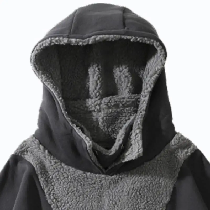 Lamb Fleece Thickened Hooded Collar Sweatshirt-2