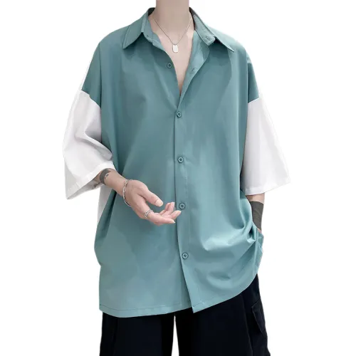 Stitching Contrast Color Short-sleeved Shirt