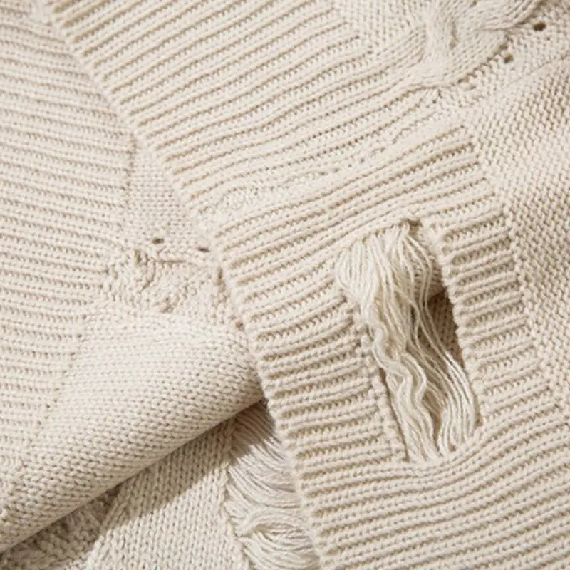 Vintage Ripped Hip Hop Loose Sweater-6