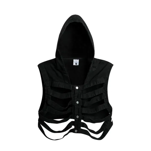 Dark Skeleton Hooded Denim Vest