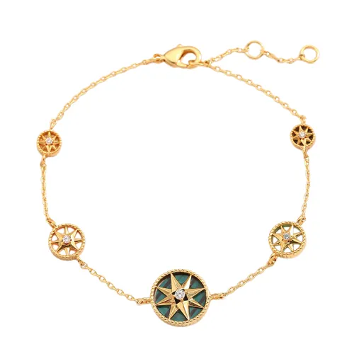 Copper Plated Real Gold Zirconium Bamang Star Multicolor Bracelet