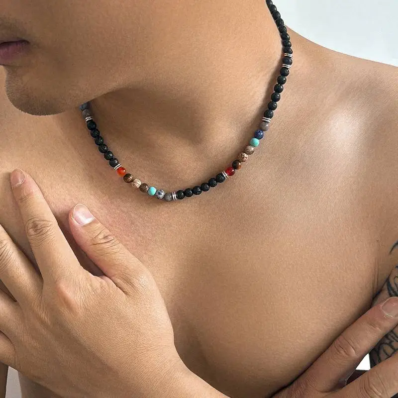 Retro Colored Beaded Necklace-1