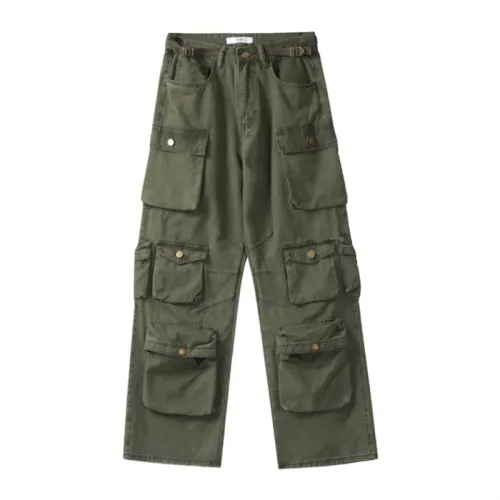 Stereo Pocket Design Multi-Pocket Crane Pants