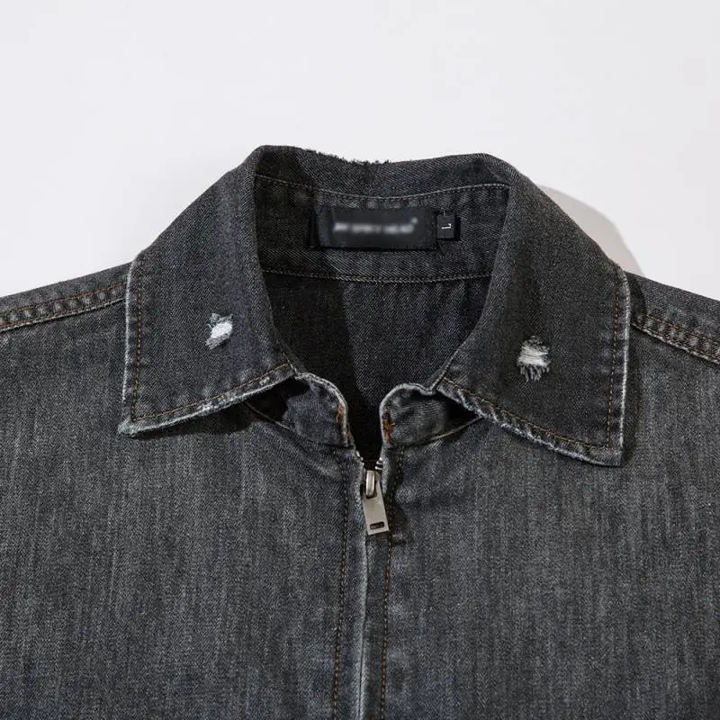 Hip Hop Gradient Denim Shirt-2